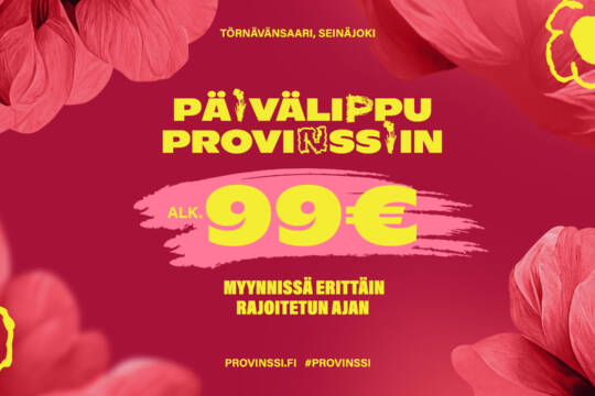 Päivälippu Provinssiin alkaen 99 euroa.